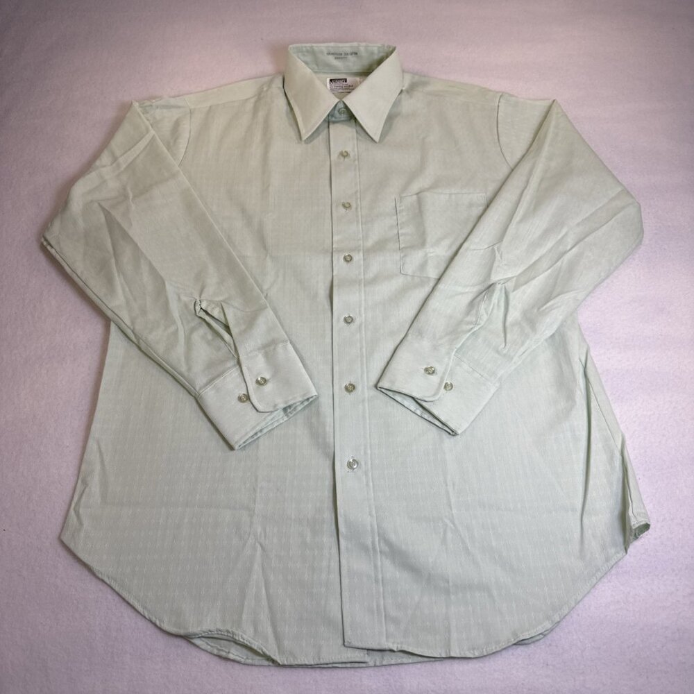Vintage Montgomery Ward Long Sleeve‎ Button Down Shirt 16  32/33 Light Green